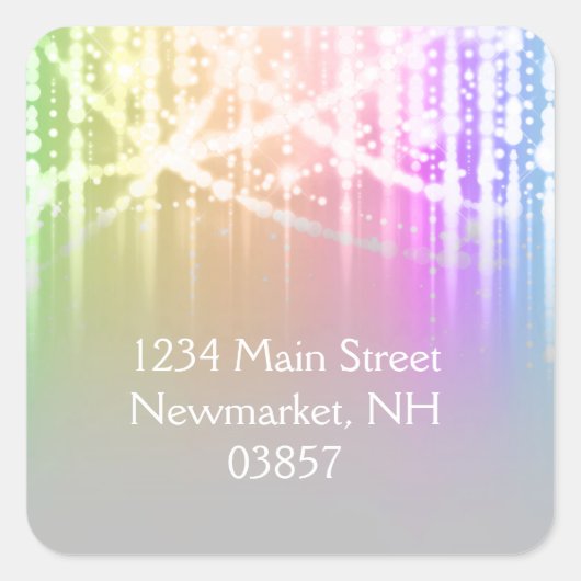 Bat Mitzvah Rainbow Sparkly Lights Vierkante Sticker (Voorkant)