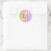 Bat Mitzvah Rainbow Stripe Star van David Ronde Sticker (Tas)