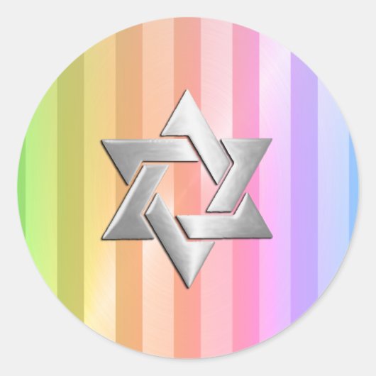 Bat Mitzvah Rainbow Stripe Star van David Ronde Sticker (Voorkant)