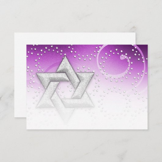 Bat Mitzvah Raspberry Shimmer Star RSVP-kaart RSVP Kaartje (Voorkant / Achterkant)