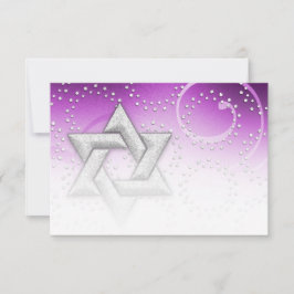 Bat Mitzvah Raspberry Shimmer Star RSVP-kaart RSVP Kaartje