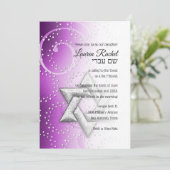 Bat Mitzvah Raspberry Shimmer Star van David Kaart (Staand voorkant)