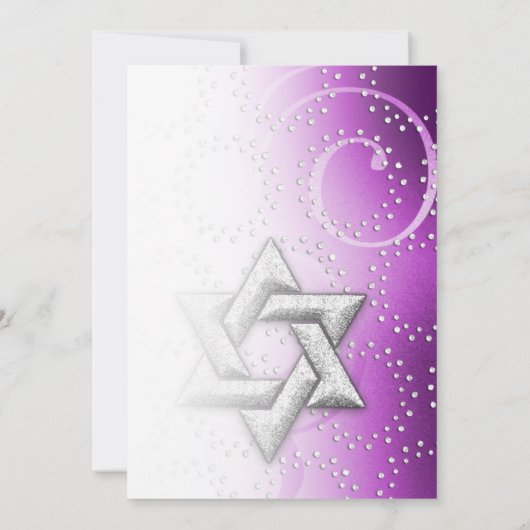 Bat Mitzvah Raspberry Shimmer Star van David Kaart (Achterkant)