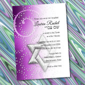 Bat Mitzvah Raspberry Shimmer Star van David Kaart