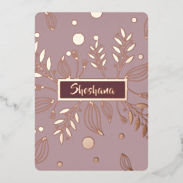 Bat Mitzvah REAL Roos Gold Modern Floral Folie Uitnodiging