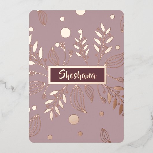 Bat Mitzvah REAL Roos Gold Modern Floral Folie Uitnodiging (Voorkant)