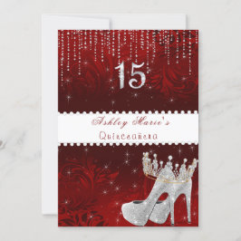 Bat Mitzvah Red Satin Princess Crown Diamonds Invi Kaart