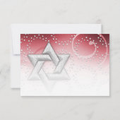 Bat Mitzvah Red Shimmer Star van David RSVP Card (Achterkant)