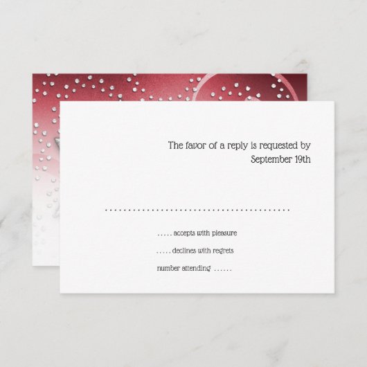 Bat Mitzvah Red Shimmer Star van David RSVP Card (Voorkant / Achterkant)