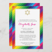 BAT MITZVAH regenboog streep patroon goud glitter Kaart (Voorkant / Achterkant)
