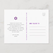 Bat Mitzvah Retro Blauw Paarse Gradiënt Dank u Briefkaart (Achterkant)