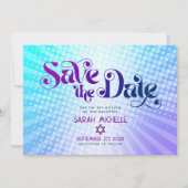 Bat Mitzvah Retro Blauw Paarse Ombre Gradient Boho Save The Date (Voorkant)