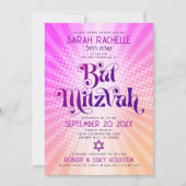 Bat Mitzvah Retro Boho Roze Sinaasappel Gradient B Kaart (Voorkant)
