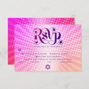 Bat Mitzvah Retro Boho Roze Sinaasappel Gradient E RSVP Kaartje