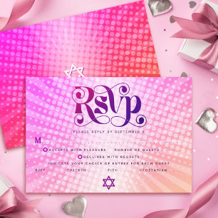 Bat Mitzvah Retro Roze Oranje Gradiënt Boho Ingang RSVP Kaartje