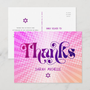 Bat Mitzvah Retro Roze Oranje Gradient Dank u Briefkaart