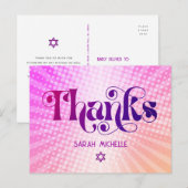 Bat Mitzvah Retro Roze Oranje Gradient Dank u Briefkaart (Voorkant / Achterkant)