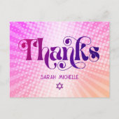 Bat Mitzvah Retro Roze Oranje Gradient Dank u Briefkaart (Voorkant)