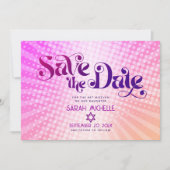 Bat Mitzvah Retro Roze Sinaasappel Ombre Gradient  Save The Date (Voorkant)