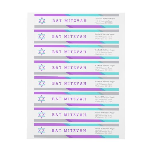 Bat Mitzvah Return Address Labels | PAARS + BLAUWG (Vel)