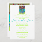 Bat Mitzvah - Rode boom van het leven die harten a Kaart (Voorkant / Achterkant)