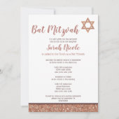 Bat Mitzvah Roos Gold Chic Elegant Faux Glitter Kaart (Voorkant)