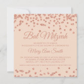 Bat Mitzvah Roos Gold Faux Glitter Confetti Blush Kaart (Voorkant)