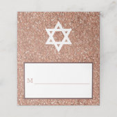 Bat Mitzvah Roos Gold Faux Glitter Party Escort Plaatskaartje (Buitenkant ongevouwen)