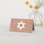 Bat Mitzvah Roos Gold Faux Glitter Party Escort Plaatskaartje (Achterkant)