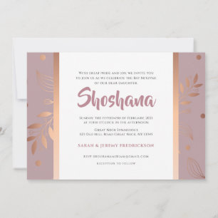 Bat Mitzvah Roos Gold Floral Kaart
