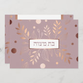 Bat Mitzvah Roos Gold Floral Kaart (Voorkant / Achterkant)