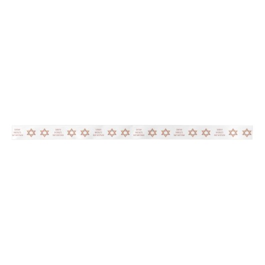 Bat Mitzvah Roos Gold gepersonaliseerde Glam vakan Satijnen Lint (Voorkant)