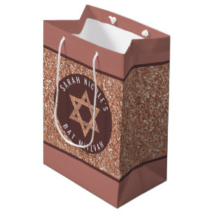Bat Mitzvah Roos Gold Magen David gepersonaliseerd Medium Cadeauzakje