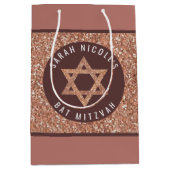 Bat Mitzvah Roos Gold Magen David gepersonaliseerd Medium Cadeauzakje (Voorkant)
