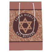 Bat Mitzvah Roos Gold Magen David gepersonaliseerd Medium Cadeauzakje (Achterkant)