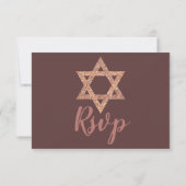 Bat Mitzvah Roos Gold Modern Faux Glitter Party RSVP Kaartje (Achterkant)