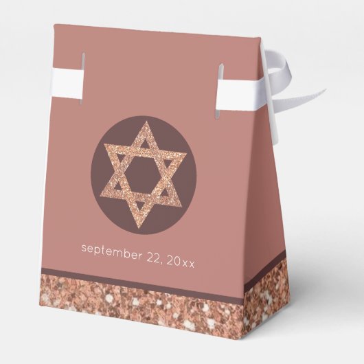 Bat Mitzvah Roos Gouden Glitter Chique Glam Party Bedankdoosjes (Achterkant)