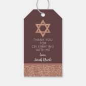 Bat Mitzvah Roos gouden ster van David dank u Cadeaulabel (Voorkant)