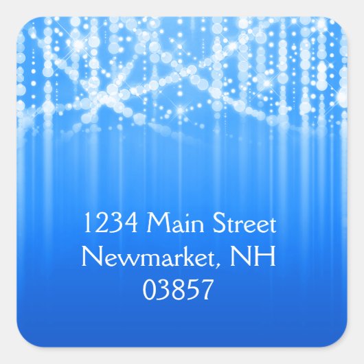 Bat Mitzvah Royal Blue Sparkly Lights Vierkante Sticker (Voorkant)