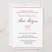 Bat Mitzvah Roze Coquette Waterverf Strik Kaart (Voorkant)