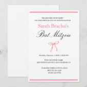 Bat Mitzvah Roze Coquette Waterverf Strik Kaart (Voorkant / Achterkant)