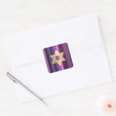 Bat Mitzvah roze en Paarse strepen met elke kleur Vierkante Sticker (Envelop)