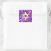 Bat Mitzvah Roze en Paarse Waterverf Damast Vierkante Sticker (Tas)