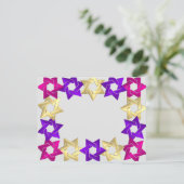 Bat Mitzvah Roze Goud Paarse Ster Elke Kleur RSVP (Staand voorkant)