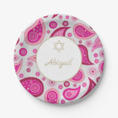 Bat Mitzvah Roze Goud Patroon Modern Papieren Bordje (Voorkant)