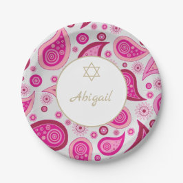 Bat Mitzvah Roze Goud Patroon Modern Papieren Bordje