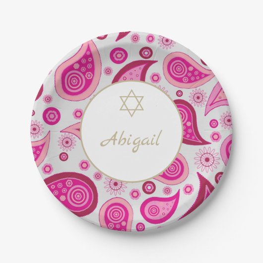 Bat Mitzvah Roze Goud Patroon Modern Papieren Bordje (Voorkant)