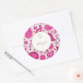 Bat Mitzvah Roze Goud Patroon Modern Ronde Sticker (Envelop)