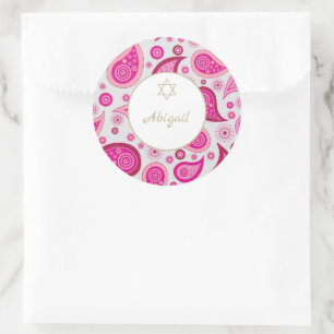 Bat Mitzvah Roze Goud Patroon Modern Ronde Sticker