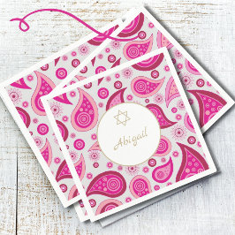 Bat Mitzvah Roze Goud Patroon Modern Servet